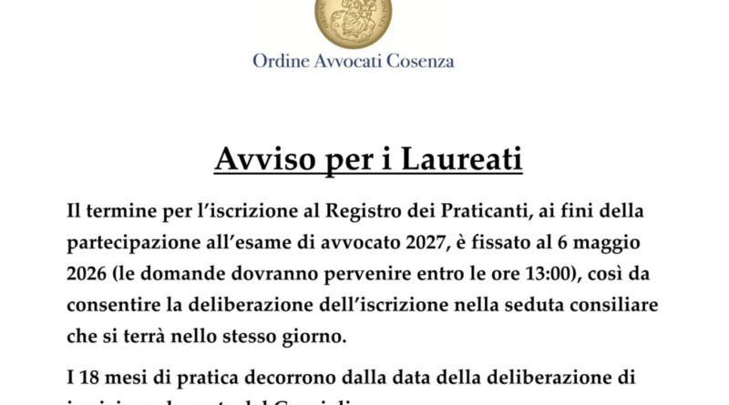 Avviso per i Laureati
