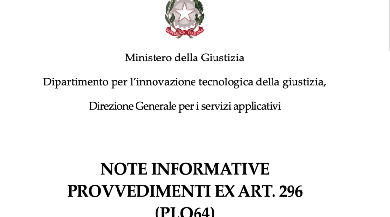MINISTERO DELLA GIUSTIZIA – NOTA DIT