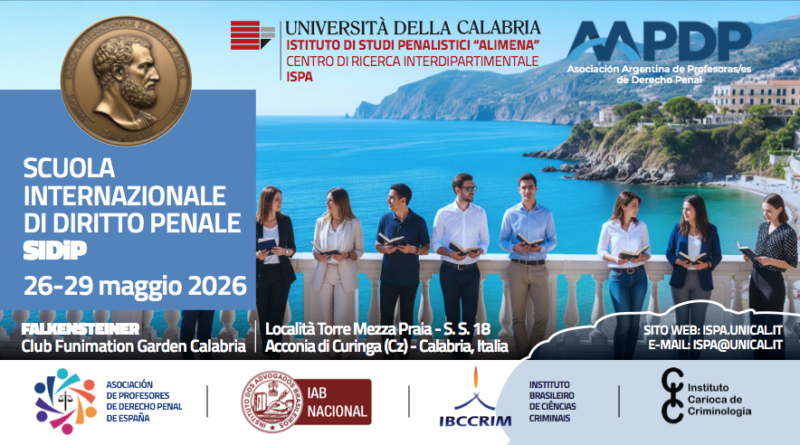 ISPA – Programma SIDiP 2026 e lancio nuova Collana “Global Perspectives in Criminal Law” (Springer) ISPA – Programma SIDiP 2026 e lancio nuova Collana “Global Perspectives in Criminal Law” (Springer)